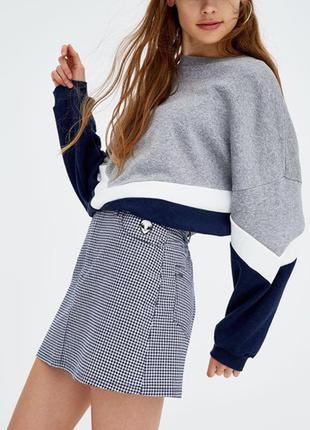 Хлопковая юбка в клетку pull &amp; bear