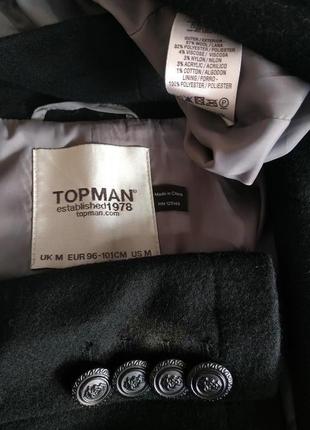 Пальто з вовною topman базового черного цвета5 фото