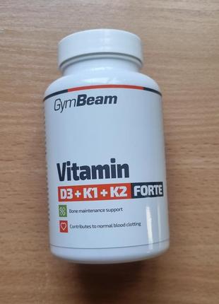 Gymbeam, вітамін d3 + k1 + k2 forte, 120 капсул