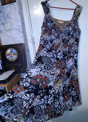 Женственное,яркое (фото2) платье-трапеция в цветочный принт,большого размера,biba3 фото