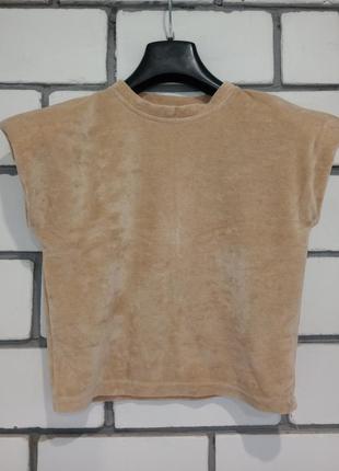 Крутая винтажная велюровая футболка с плечиками, цвета мокрого песка, glamify