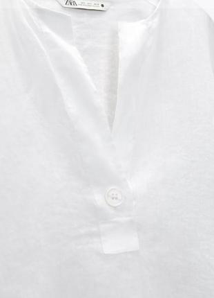 Лляна блуза з ґудзиком zara6 фото