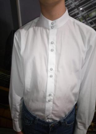 Белоснежная стильная рубашка на подростка .2 фото