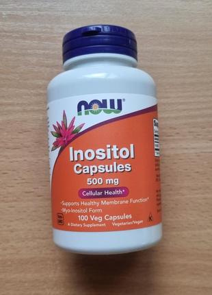 Now foods, инозитол в капсулах, 500 мг, 100 вегетарианских капсул