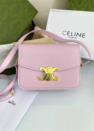 Сумка розовая кожаная в стиле celine