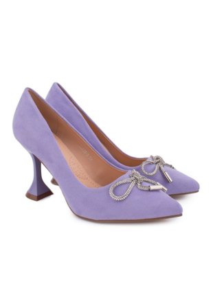 Жіночі фіолетові туфлі з бантиком1 фото