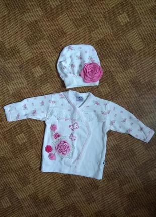 💝 нарядный набор распашонка шапочка agucuk baby wear возраст 0-3мес1 фото