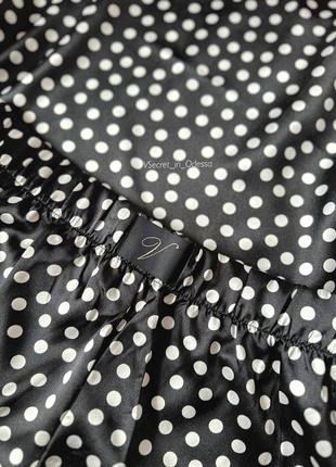 Чёрная сатиновая пижама victoria’s secret в горошек8 фото