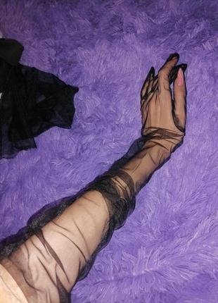 Нейлоновые длинные вечерние перчатки