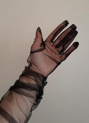 Нейлоновые длинные вечерние перчатки