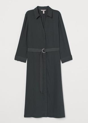Стильное тонкое летнее платье рубашка grise h&m с пояском.