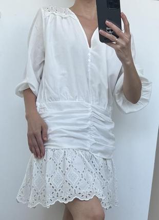 Белое платье с прошвой, вышивка ришелье, 100% хлопок2 фото