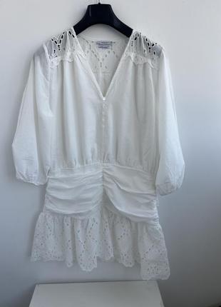 Белое платье с прошвой, вышивка ришелье, 100% хлопок3 фото