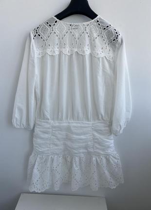 Белое платье с прошвой, вышивка ришелье, 100% хлопок8 фото