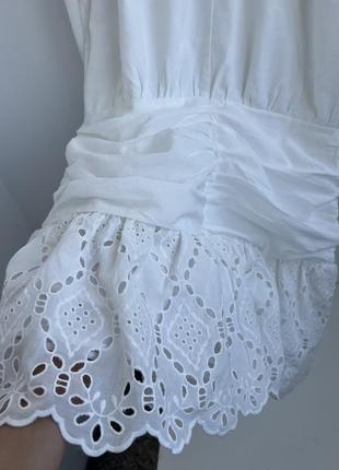 Белое платье с прошвой, вышивка ришелье, 100% хлопок6 фото