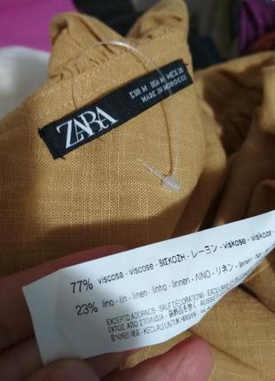 Роскошная фирменная 100% натуральная льняная блуза с воланом супер качество!!! zara6 фото