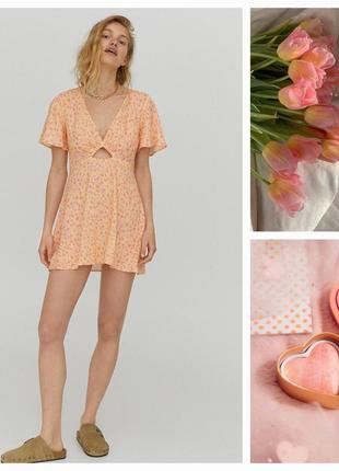 Платье из смесовой вискозы и льна, короткое pullbear