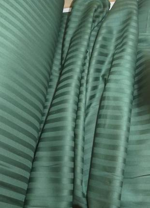 Темный изумруд-  постельное белье из натурального страйп-сатина5 фото