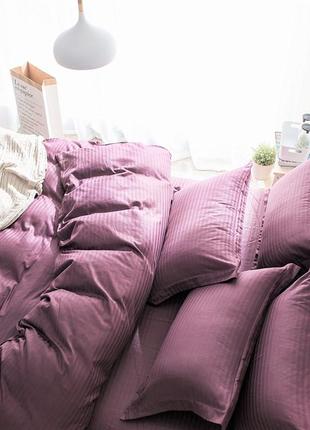 Фиолетовое постельное белье из натурального страйп-сатина2 фото