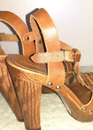 Женские кожаные босоножки туфли на каблуке на узкую ногу кожа4 фото