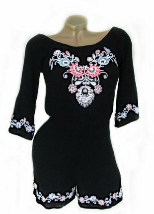 Вишиванка бренд new look р-р xs-s new look комбінезон вишиванка чорна