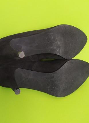 Замшеві чорні туфлі човника на шпильці jhay, 398 фото