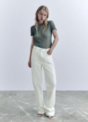 Полупрозрачная футболка в цвете хаки zara / полупрозрачная футболка хаки