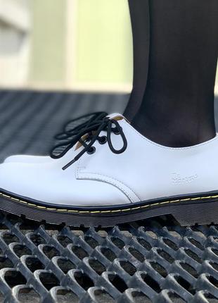 🤩dr martens 1461 white🤩женские/человечи белые кожаные туфли мартинс. осенние