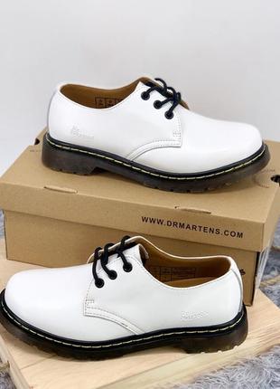 🤩dr martens 1461 white🤩женские/человечи белые кожаные туфли мартинс. осенние6 фото