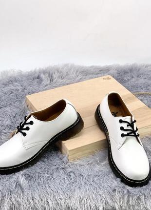 🤩dr martens 1461 white🤩женские/человечи белые кожаные туфли мартинс. осенние8 фото