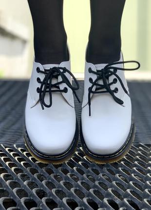 🤩dr martens 1461 white🤩женские/человечи белые кожаные туфли мартинс. осенние4 фото