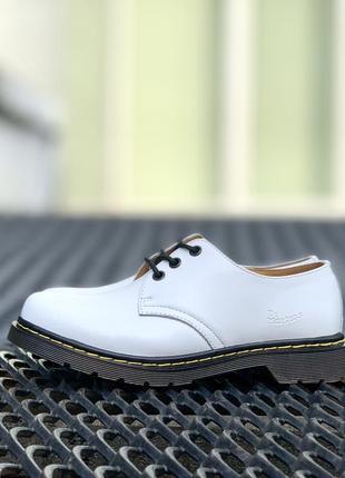 🤩dr martens 1461 white🤩женские/человечи белые кожаные туфли мартинс. осенние9 фото