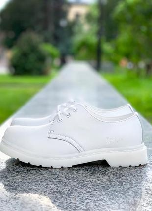 💎dr martens 1461 mono white💎женские /мужские белые кожаные туфли мартинс, демисезонные2 фото