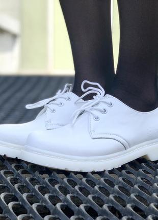 💎dr martens 1461 mono white💎женские /мужские белые кожаные туфли мартинс, демисезонные3 фото