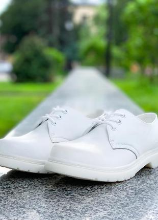 💎dr martens 1461 mono white💎женские /мужские белые кожаные туфли мартинс, демисезонные5 фото