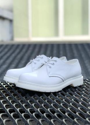 💎dr martens 1461 mono white💎женские /мужские белые кожаные туфли мартинс, демисезонные7 фото