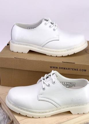 💎dr martens 1461 mono white💎женские /мужские белые кожаные туфли мартинс, демисезонные8 фото