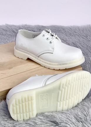 💎dr martens 1461 mono white💎женские /мужские белые кожаные туфли мартинс, демисезонные10 фото