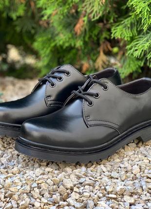 🔥dr. martens 1461 black nappa mono black🔥мужские/женские туфли/ботинки чёрные мартинс, демисезонные