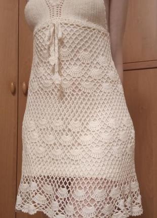 Нежное вязаное крючком платье9 фото