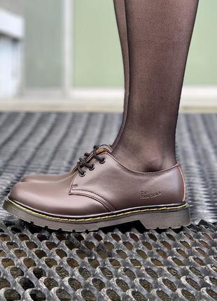 👣dr. martens 1461 brown👣женские/человечи коричневые кожаные туфли/ботинки мартинс8 фото