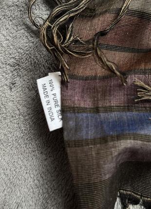 Шелковый шарф палантин накидка в полоску4 фото