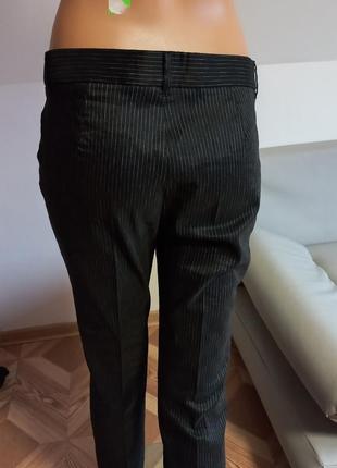 Marella! оригинал! классические черные брюки в тоненькую белую полоску.6 фото