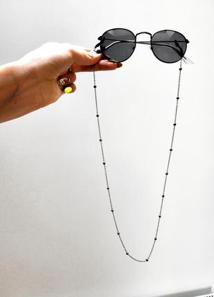 Ланцюжок для окулярів з кульками темно сірий , графітовий , майже чорний10 фото