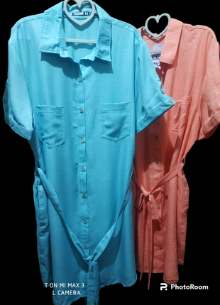 Платье -рубашка мятного цвета3 фото