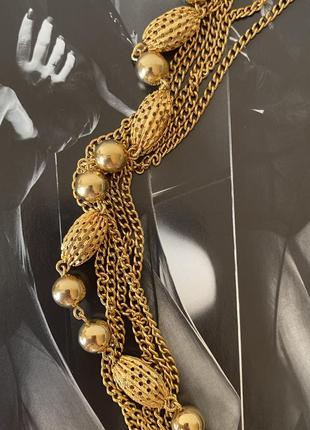 Винтаж винтажная цепочка колье ожерелье винтаж винтажное колье золотого цвета желуди vintage american4 фото