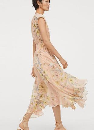 Шикарное шифоновое платье миди в цветочный принт h&m2 фото