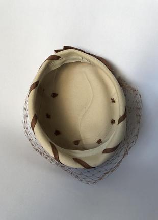 Шляпка с вуалью беж и коричневый таблетка шерсть фетр7 фото