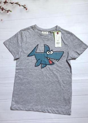 Ovs стильная футболочка футболка мальчишки акула 7-8 лет 122-128 см