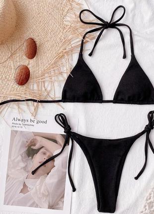 Раздельный упятник в рубчик на завязках черный, красный